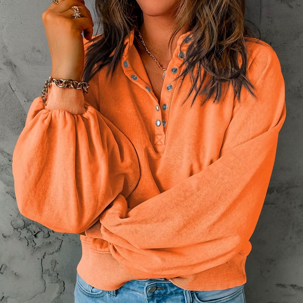 Oversized Collared Pullover Acid Wash